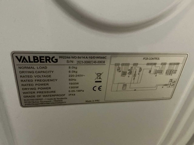 Valberg wd8614 a-10/d was en droog combinatie - afbeelding 5 van  5