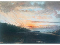 Van de ven - zonsondergang - originele pastel - ingelijst - afbeelding 1 van  12