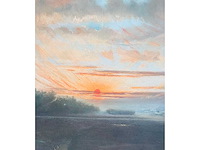 Van de ven - zonsondergang - originele pastel - ingelijst - afbeelding 5 van  12