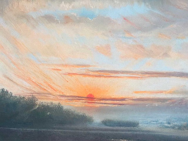 Van de ven - zonsondergang - originele pastel - ingelijst - afbeelding 12 van  12