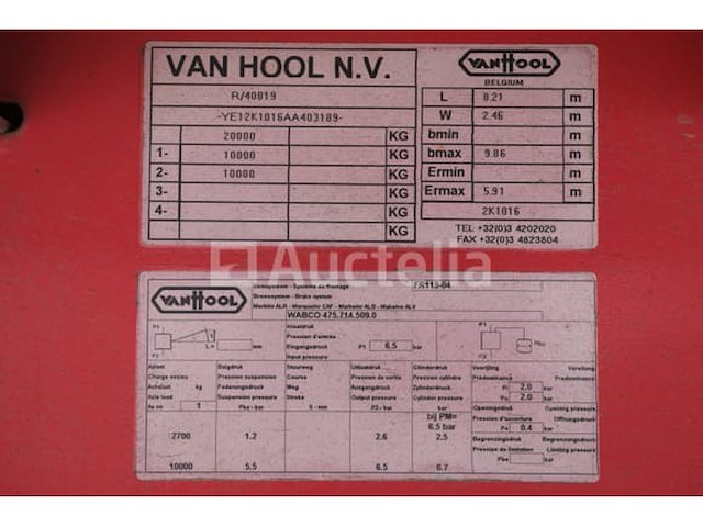 Van hool 2k1016 schuifgordijn dolly trailer (2004-vin:ye12k1016aa403189) - afbeelding 28 van  45