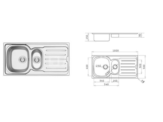 Van marcke vera professionele nieuwe gootsteen van roestvrij staal (bak + afvoerbak) - afbeelding 5 van  8