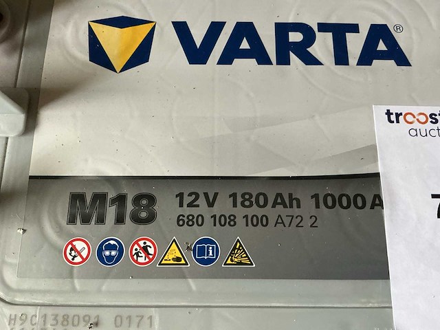 Varta m18 batterij 12v 180 ah - afbeelding 2 van  2