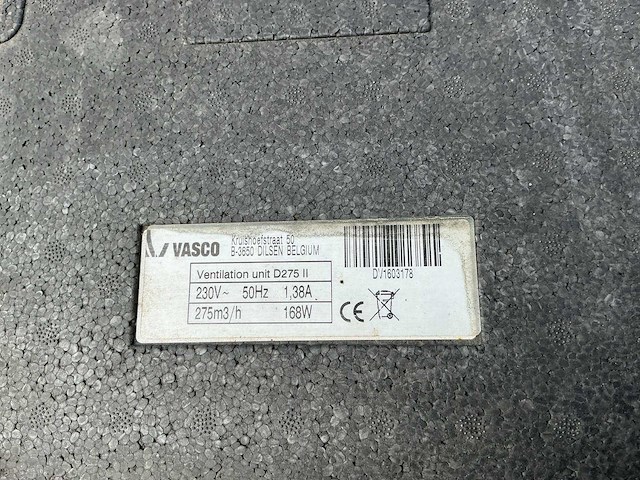 Vasco d275 ii ventilator filter unit - afbeelding 2 van  2