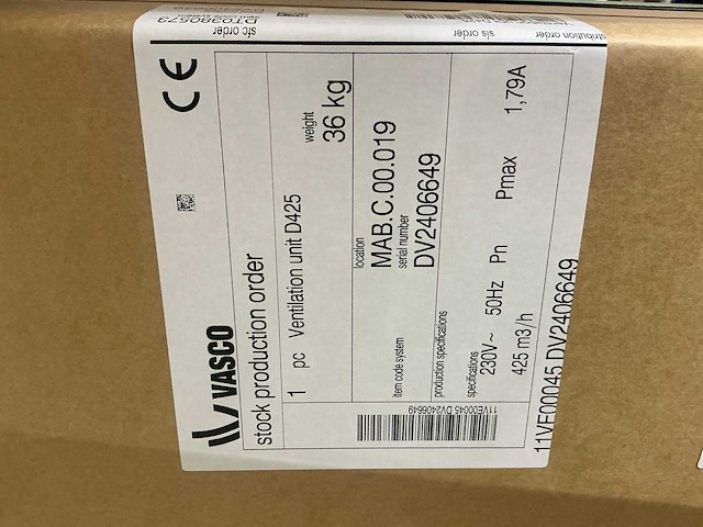 Vasco d425 ventilatie unit - afbeelding 2 van  2