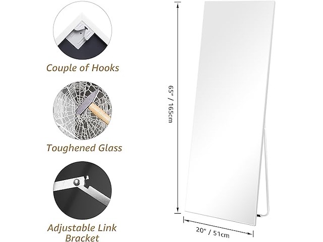 Vasemouh lichaamsspiegel (165 x 51 cm) - afbeelding 2 van  3