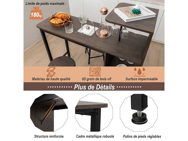 Vaste bartafel sta-tafel met 2 krukjes - afbeelding 5 van  7