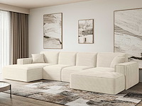 Vaste panoramische hoekbank - beige corduroy - afbeelding 1 van  14