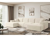 Vaste panoramische hoekbank - beige corduroy - afbeelding 3 van  10