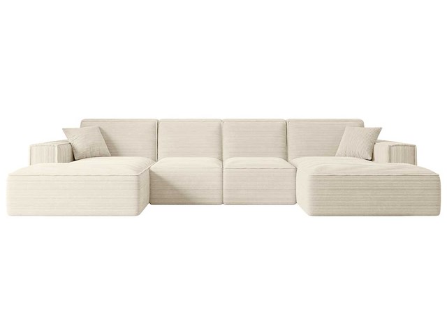 Vaste panoramische hoekbank - beige corduroy - afbeelding 8 van  10