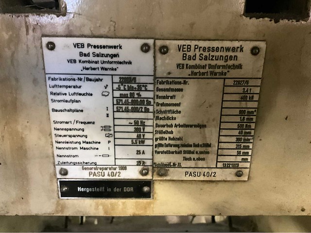 Veb - pasu 40/2 - stansmachine rollen - afbeelding 7 van  15