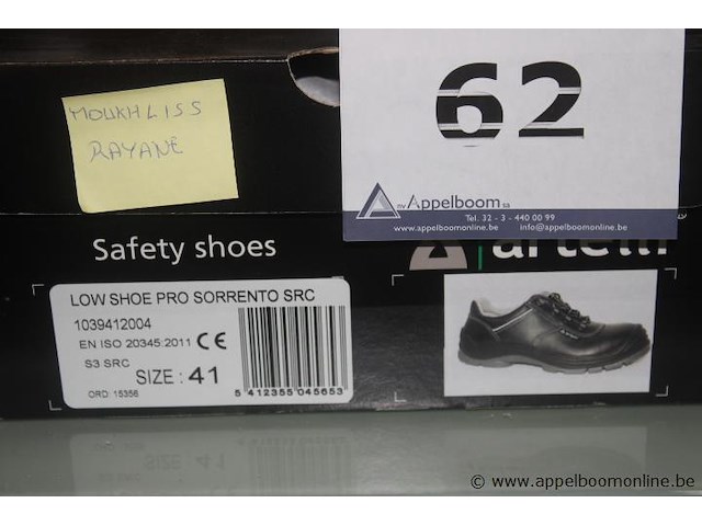 Veiligheidsschoenen, artelli, low shoe pro sorrento src, maat 41, gebruikt - afbeelding 2 van  2