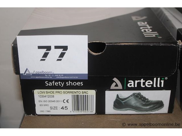 Veiligheidsschoenen, artelli, low shoe pro sorrento src, maat 45, en iso 20345:2011 s3 src, gebruikt - afbeelding 1 van  1