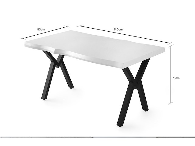 Vella eettafel | 140x75x80 cm | wit melamine - afbeelding 2 van  4