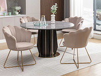 Velvet en metalen stoel - beige en goud - afbeelding 8 van  8