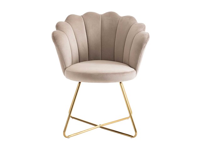 Velvet en metalen stoel - beige en goud - afbeelding 1 van  6