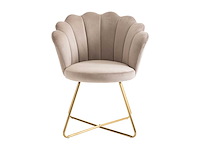 Velvet en metalen stoel - beige en goud - afbeelding 1 van  6