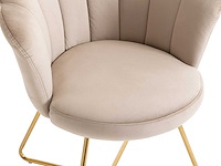 Velvet en metalen stoel - beige en goud - afbeelding 3 van  6