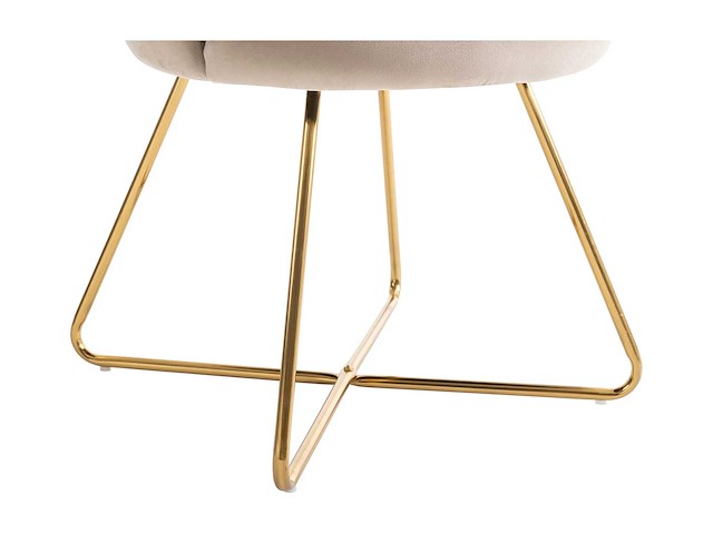 Velvet en metalen stoel - beige en goud - afbeelding 4 van  6