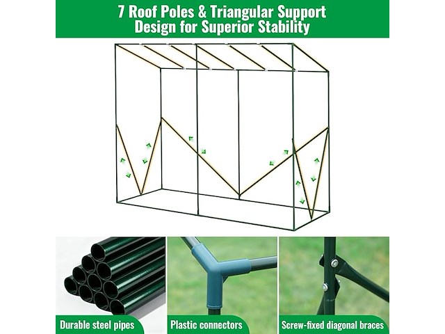 Velway tomatenkas met folie, stabiel, 208 x 81 x 170/141 cm - afbeelding 2 van  6
