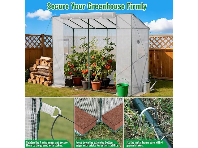 Velway tomatenkas met folie, stabiel, 208 x 81 x 170/141 cm - afbeelding 3 van  6