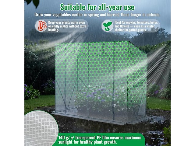 Velway tomatenkas met folie, stabiel, 208 x 81 x 170/141 cm - afbeelding 4 van  6