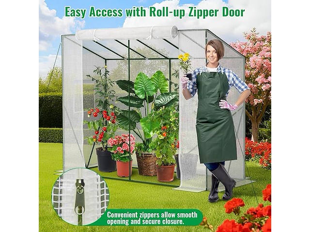 Velway tomatenkas met folie, stabiel, 208 x 81 x 170/141 cm - afbeelding 5 van  6