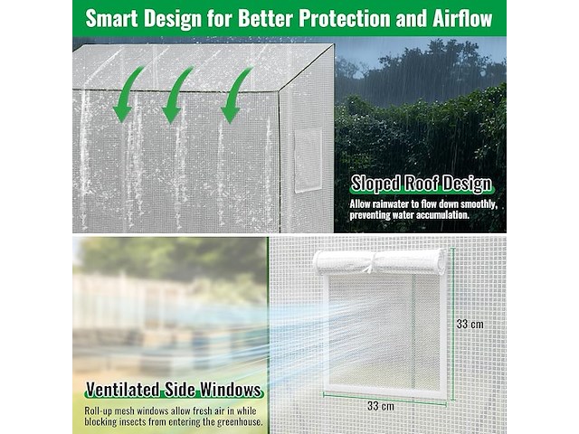 Velway tomatenkas met folie, stabiel, 208 x 81 x 170/141 cm - afbeelding 6 van  6