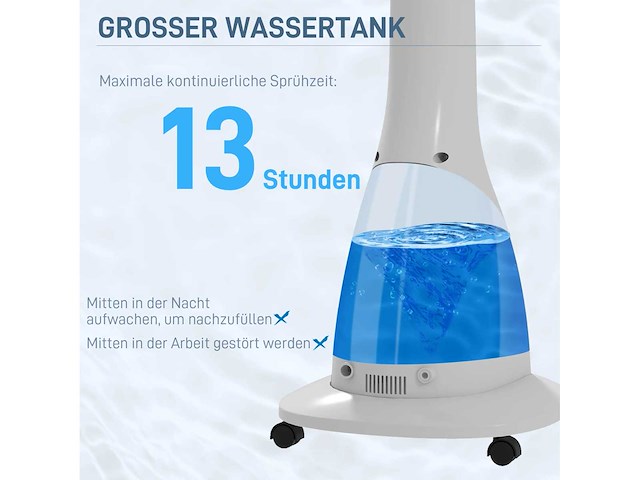 Ventilateur avec brumisateur 2 en 1, 3 vitesses, minuterie, réservoir 3 l - afbeelding 5 van  7