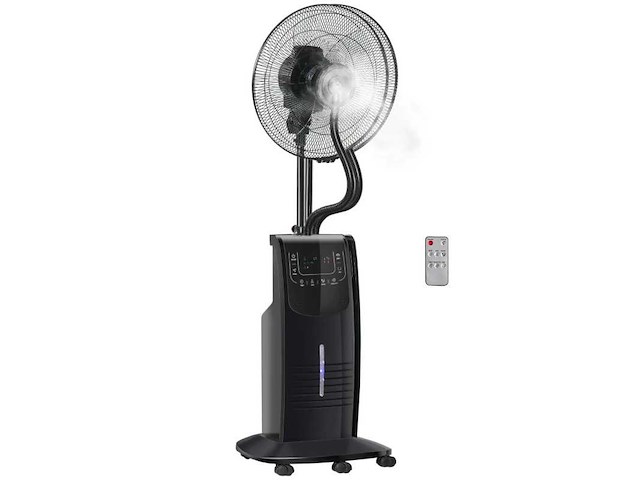 Ventilatormist op wielen 90 w afstandsbedieningstimer 3 modi 3 versnellingen oscillerend stille zwart - afbeelding 1 van  7