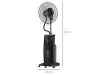 Ventilatormist op wielen 90 w afstandsbedieningstimer 3 modi 3 versnellingen oscillerend stille zwart - afbeelding 2 van  7