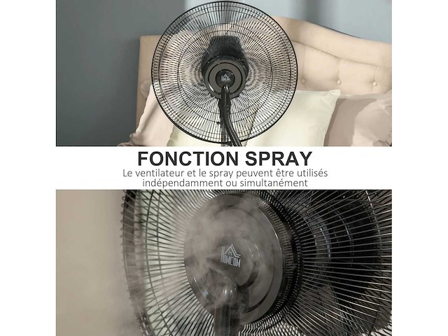 Ventilatormist op wielen 90 w afstandsbedieningstimer 3 modi 3 versnellingen oscillerend stille zwart - afbeelding 3 van  7