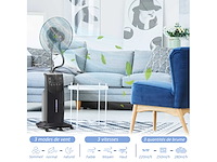 Ventilatormist op wielen 90 w afstandsbedieningstimer 3 modi 3 versnellingen oscillerend stille zwart - afbeelding 5 van  7