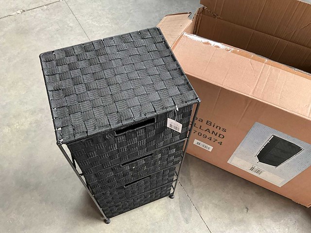 Vepa bins metalen opbergrek met 4 zwarte mandjes (2x) - afbeelding 2 van  6