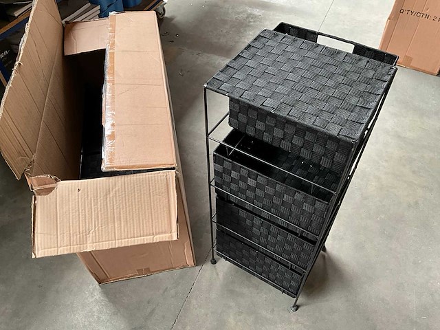 Vepa bins metalen opbergrek met 4 zwarte mandjes (2x) - afbeelding 4 van  6