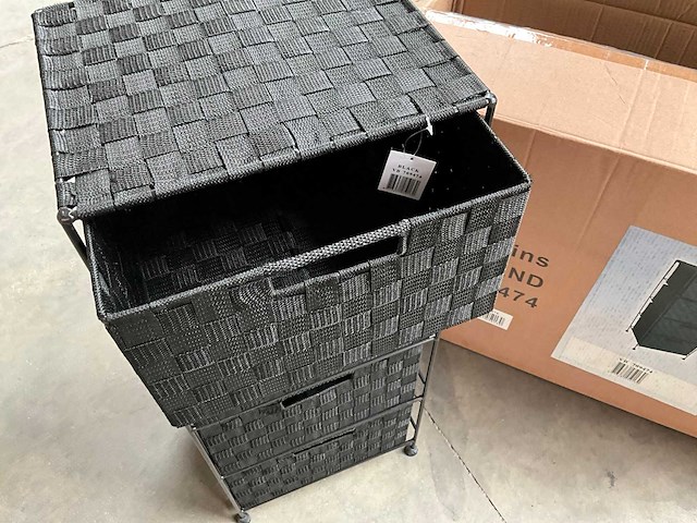 Vepa bins metalen opbergrek met 4 zwarte mandjes (2x) - afbeelding 3 van  6
