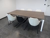 Vergadertafel + 6x lederlook kuipstoel profim - afbeelding 1 van  5