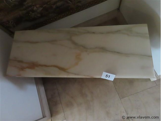 Verguld bankje met marmeren blad - afbeelding 3 van  4