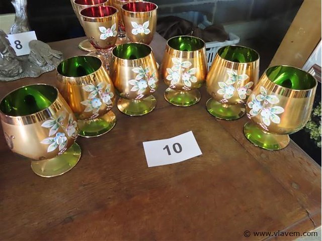 Vergulde glazen met porseleinen afwerking, 6 stuks - afbeelding 1 van  4