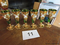 Vergulde glazen met porseleinen afwerking, 6 stuks