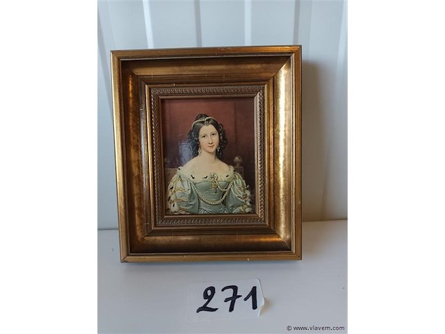 Vergulde kader met prent - afbeelding 1 van  3