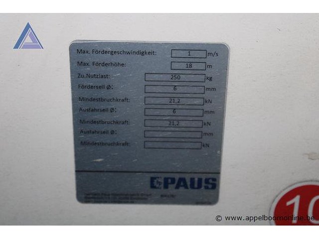 Verhuislift paus w09218107j5p06169, bj 2018 max 18m - afbeelding 4 van  4