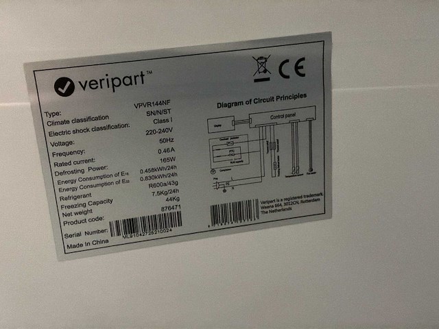 Veripart vpvr144nf vriezer - afbeelding 5 van  8