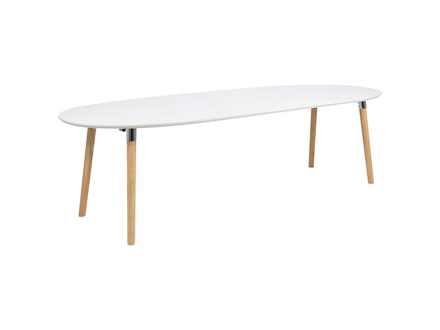 Verlengbare eettafel benjamin 170/270x100cm - wit/ eik - afbeelding 3 van  7