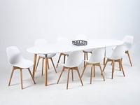 Verlengbare eettafel benjamin 170/270x100cm - wit/ eik - afbeelding 4 van  7