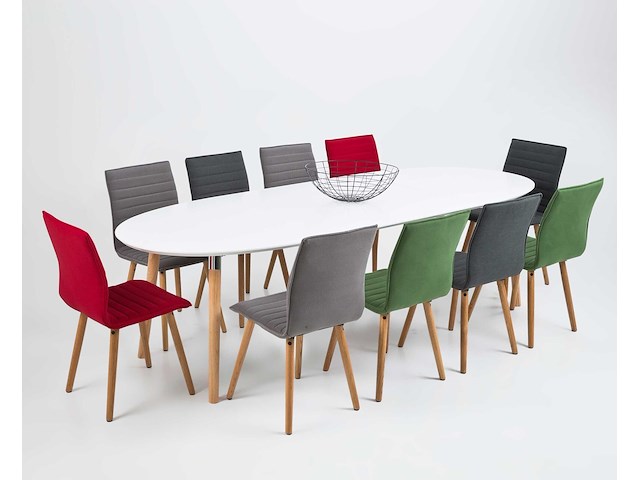 Verlengbare eettafel benjamin 170/270x100cm - wit/ eik - afbeelding 5 van  7