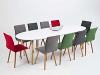 Verlengbare eettafel benjamin 170/270x100cm - wit/ eik - afbeelding 5 van  7