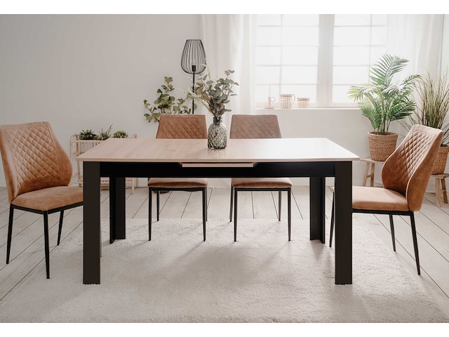 Verlengbare eettafel birma - 160/200x80x75cm - artisan eik/zwart - afbeelding 2 van  7