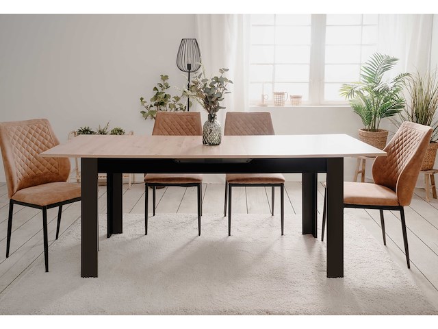Verlengbare eettafel birma - 160/200x80x75cm - artisan eik/zwart - afbeelding 3 van  7