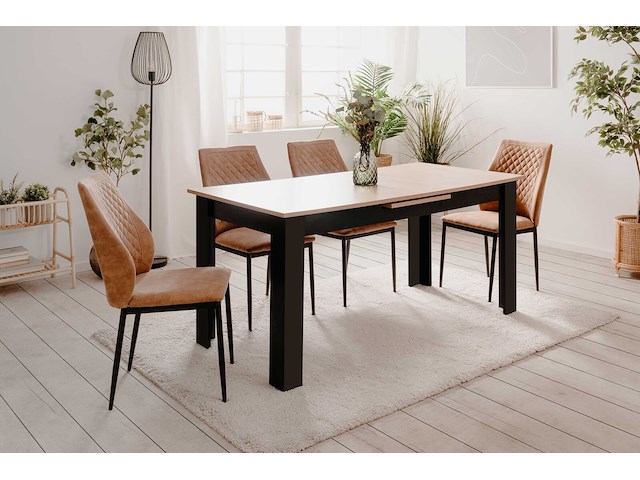 Verlengbare eettafel birma - 160/200x80x75cm - artisan eik/zwart - afbeelding 4 van  7